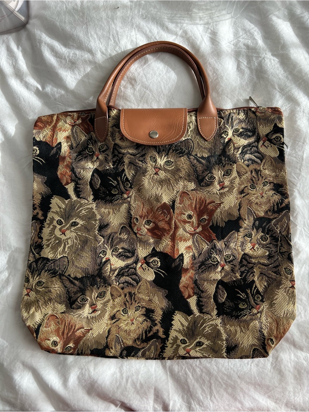 Cat Tapestry Tote Bag Cottagecore Whimsigoth Handbag - Picture 2 of 8